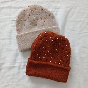 NWOT Lot of 2 Handbeaded Kids Beanies